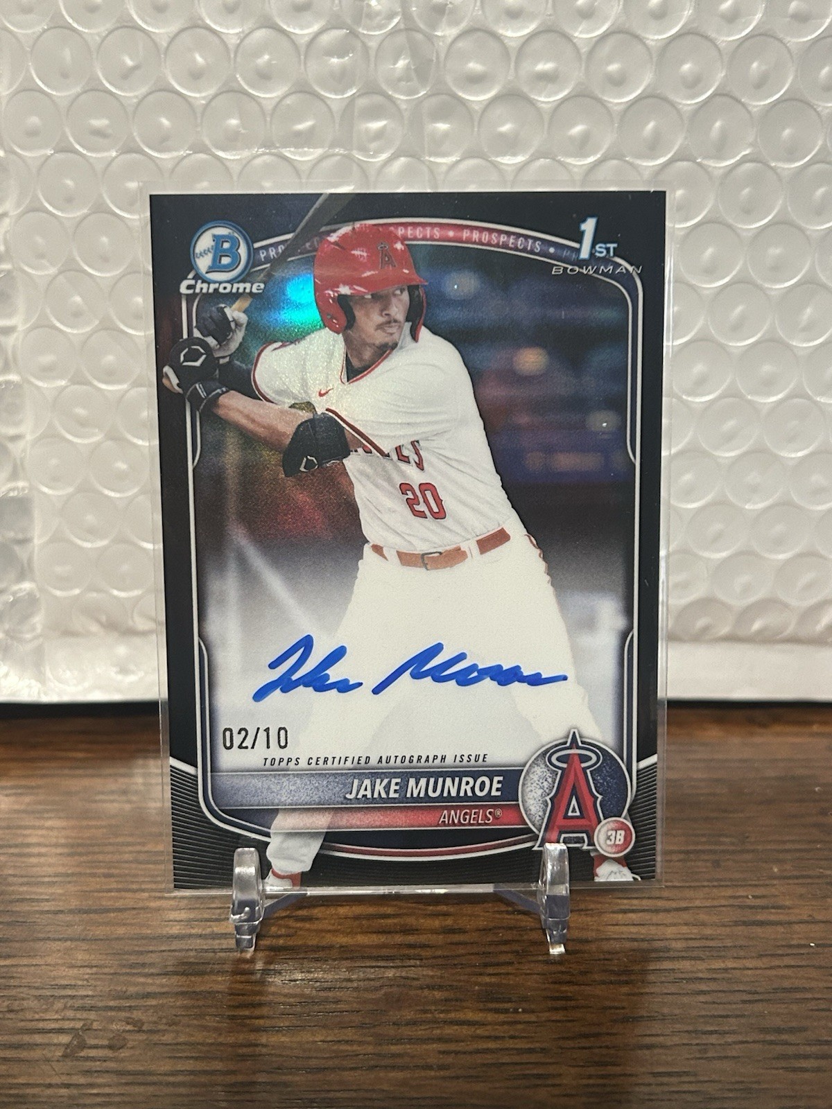 2025 BOWMAN DRAFT CHROME JAKE MUNROE 1ST RC AUTO True Black REFRACTOR #2/10 SSP