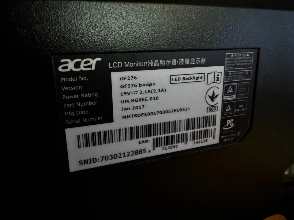 Acer G276HL 27 Zoll 1ms Gaming Monitor mit Pixelfehler - Bild 4 von 4