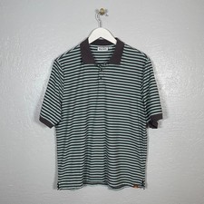 Rhythm Men M Black Blue White Stripe Knit Polo Shirt Short Sleeve Casual Cotton