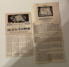 1937 Monopoly Vintage Parts Pieces - Set of Rules - Paper - 1936 Copyright