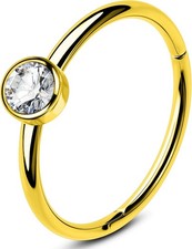 OUFER 20G 6/7/8MM Nose Rings Hoops, 316L Surgical Steel Hinged 7MM, Gold