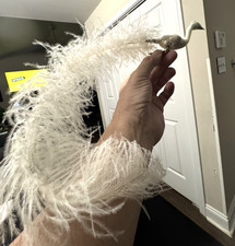 Vintage Large Swan Bird Christmas Tree Ornament Clip White Mica Ostrich Feather