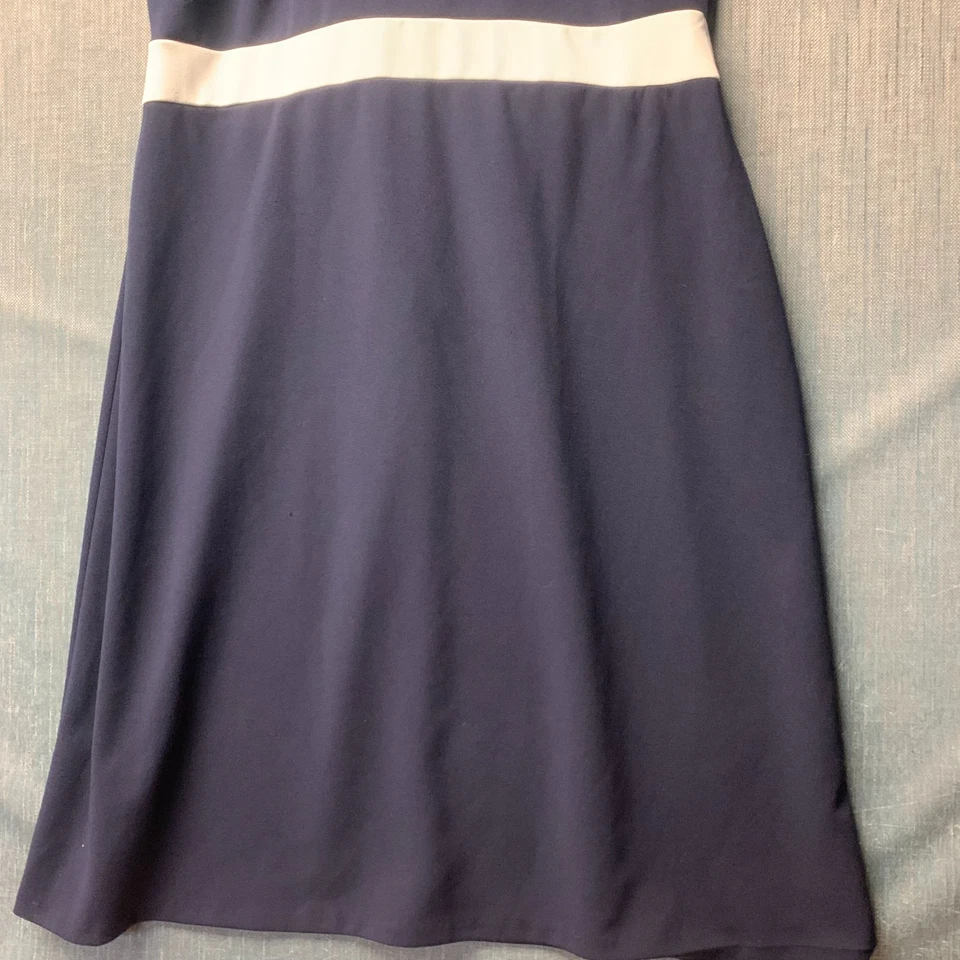 Calvin Klein Women's Sheath Dress Size 12 Blue Sleeveless White Stripe Polyester - Image 3 of 4