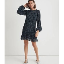 NWT Madewell Crinkle Georgette Mini Dress in Blue Floral Sz XS