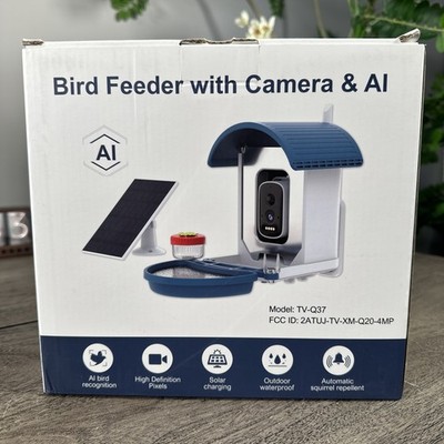 Camera Bird Feeder & AI Bird Recognition HD Solar WiFi Auto Squirrel Repellent 