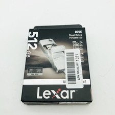 Lexar D70E 512GB Dual Drive External SSD 2000MB/s  512GB Silver Pack of 2