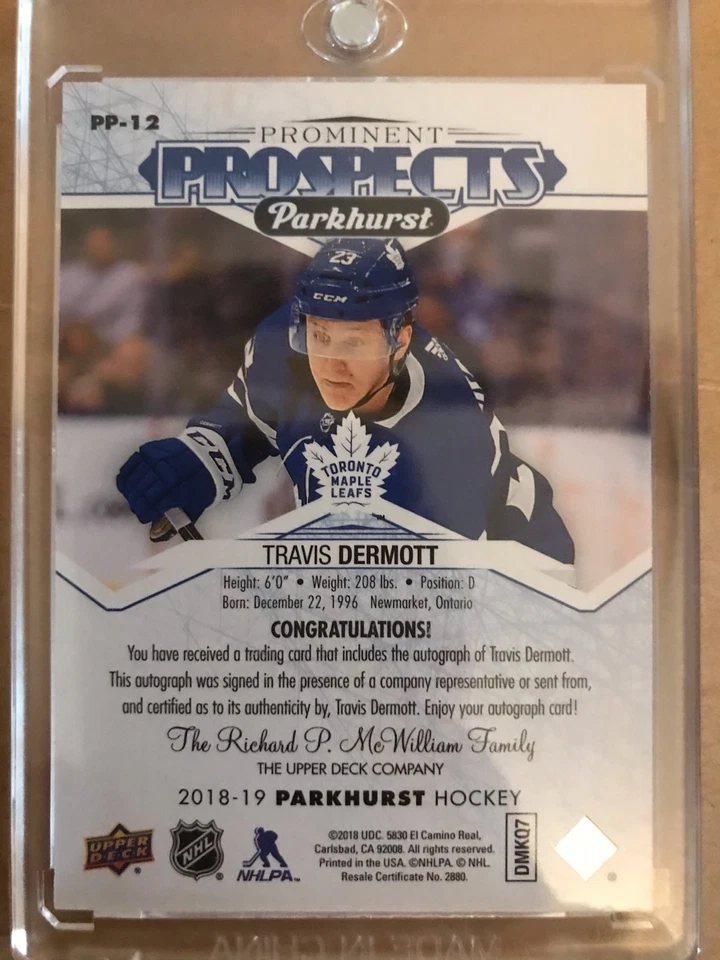 2018 UPPER DECK TRAVIS DERMOTT#PP-12 PROMINENT PROSPECTS AUTO - Image 2 of 2