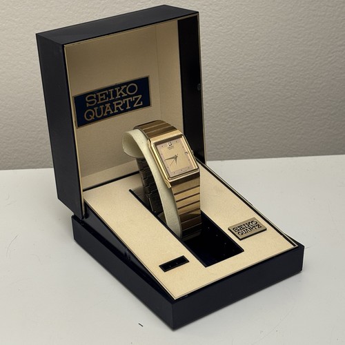NOS Neo Vintage Seiko Watch 2A32-5140 Gold Tone Dial 25mm Quartz Tank Box Rare - Picture 3 of 15