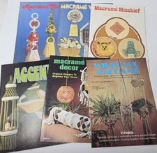 Lot of 6 New Vintage Macrame Craft Books Home Decor, Plant Hangers, Animals