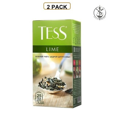 2 PACK - TESS - LIME - Green Tea with Citrus Peel 25 Tea Bags in Foil Sachets