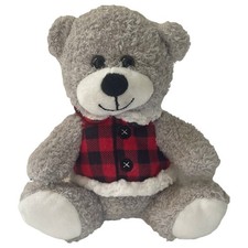 Plush 7.5 inch Small Gray Teddy Bear Stuffed Animal Pal with Plaid Shirt