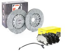 FOR AUDI RS4 RS5 FRONT ZIMMERMANN DRILLED BRAKE DISCS TEXTAR PADS & SENSOR