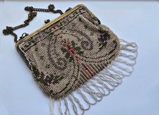 Antique Brass Frame Clutch Petit Purse with glass beads