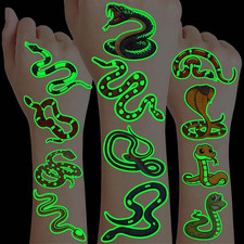 96 PCS Snake Luminous Neon Temporary Tattoos   Glow in the Dark Snake Tattoo Sti