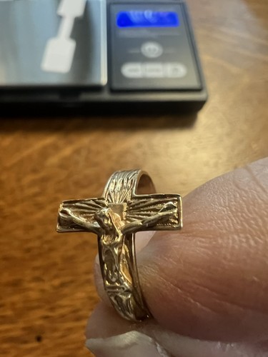 14 Karat Gelbgold Kreuz Kruzifix Ring 2,31 g Nachlass Größe 5 - Bild 6 von 9