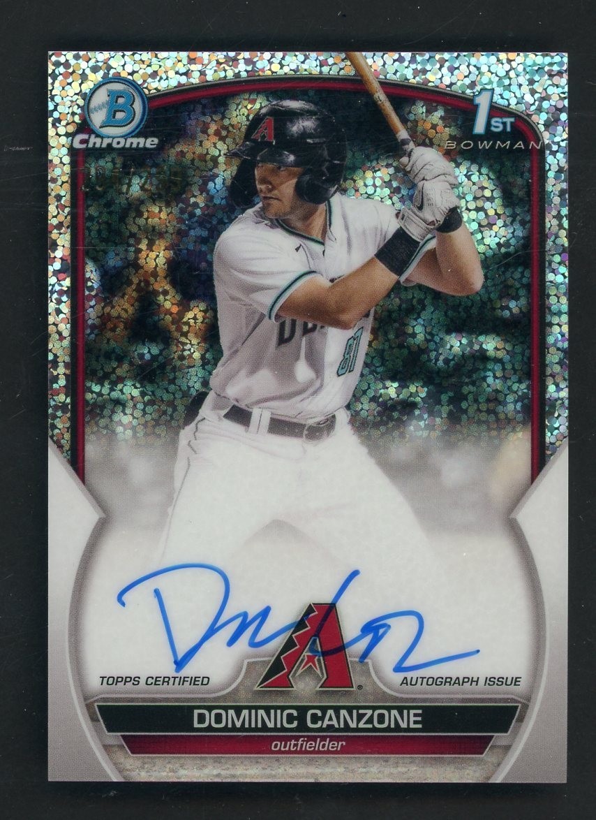 2023 Bowman Chrome Dominic Canzone 1st Speckle Refractor Auto /299 SP Clean