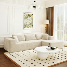 105.9  Sectional Sofa with Chaise L-Shape Corduroy Cloud Couch with Pillows