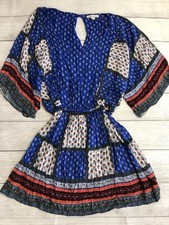 American Eagle Outfitters Dress Womens Small Blue Floral Boho Belted Fit & Flare