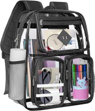 Kids' Backpacks,Transparent Backpack, with Water-Resistant PVC Plastic Black