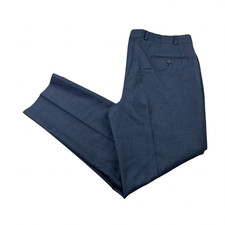 Calvin Klein Men s 100 Wool Slim Fit Flat Front Dress Pants Navy Blue 36x30