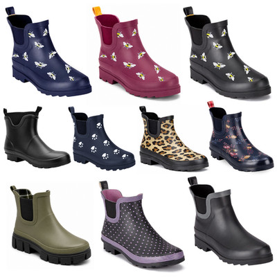 Damen Weite Stiefeletten Gummistiefel Damen Gartenarbeit Doppelzwickel Gummi Festival