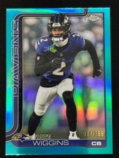 2025 Topps Chrome Football #28 Nate Wiggins Baltimore Ravens Teal Refractor /199