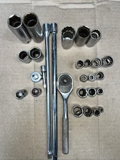 Proto Tools 28 Piece Mixed Lot Ratchet, Sockets, Swivels Extensions Adapter