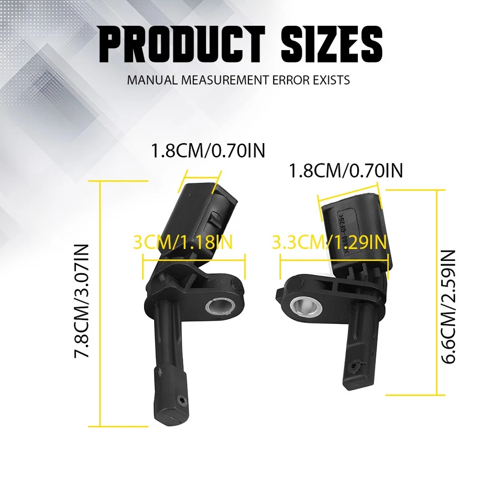 4PC FRONT+REAR WHEEL ABS SPEED SENSOR FOR JETTA VOLKSWAGEN PASSAT 2006-2018 - Imagem 2 de 4