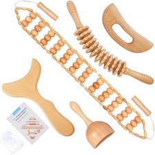 5-in-1 Wood Therapy Massage Tools Lymphatic Drainage Massager for Muscle 5pcs