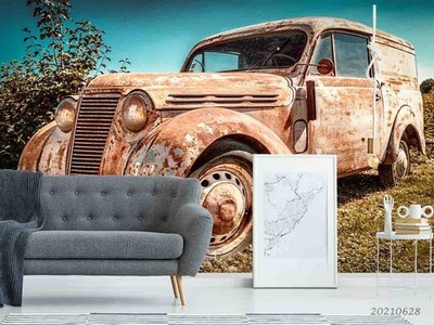 3D Scrapped Car Close-up Wall Murals Wallpaper Murals Wall Sticker