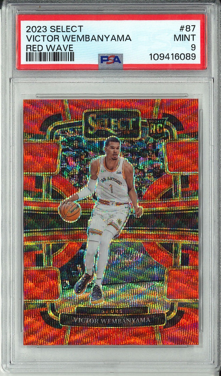 🏀2023 Panini Select Victor Wembanyama Red Wave Prizm #87 (RC) 🔥🔥
