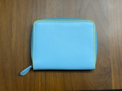 BAEKGAARD Blue Yellow Zip-Around Women's Wallet with Credit Card ID Window