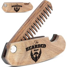 Enjoy The Wood Beard Comb for Men, Folding Pocket 10 cm x 3,9 4"x 1,2" 