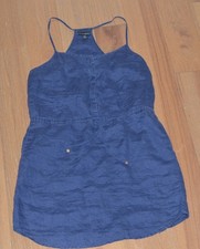 Cynthia Rowley Mini Dress Womens 10 Navy Blue Linen Tank  Sleeveless Lightweight