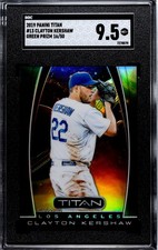2019 Panini Titans #13 Clayton Kershaw SGC 9.5 Green Prizm /50