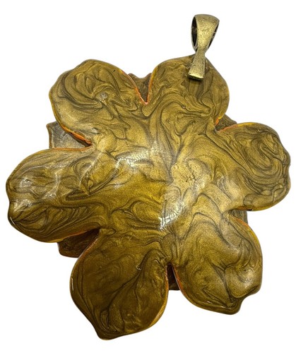 Vintage Lucite Bengal Tiger Blume Anhänger für Halskette mit echten Perlen - Bild 7 von 7