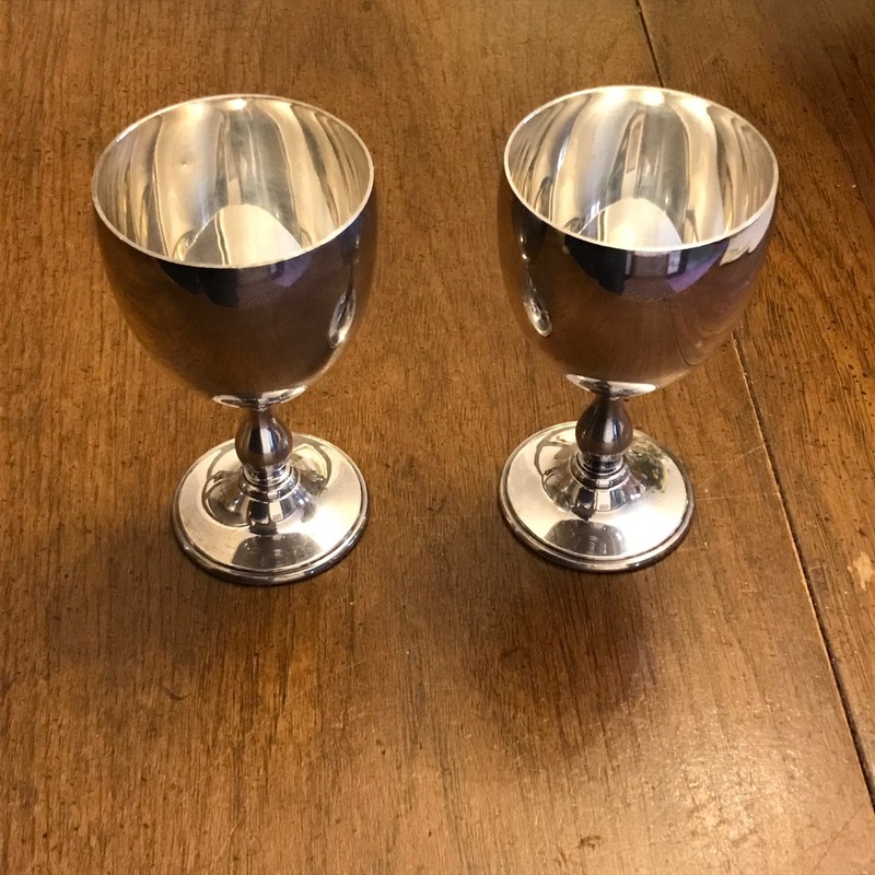 Vintage English silver-plate goblets