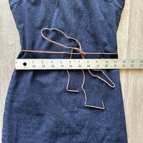 Vintage 90s Forever 21 Denim Western Strapless Fringe Hi Low Jean Dress Size S - Picture 9 of 10