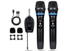 Dual Wireless Microphones Rechargeable, UHF Metal Wireless Mic System Cordless M