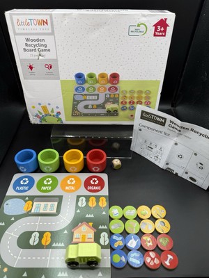 Kleinstadt Aldi Holz Recycling Brettspiel Müll sortieren Spielset - 100%