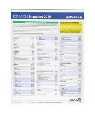 ICD-10-CM 2019 Snapshot Coding Card: Ophthalmology, American Medical Association