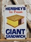 VINTAGE HERSHEYS ICE CREAM PORCELAIN SIGN OLD HARRISBURG PA DAIRY FARM MILK 1978