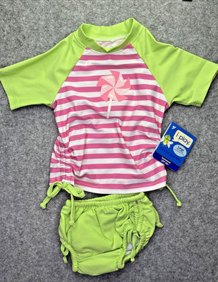 IPlay 2 Piece SwimSuit Infant Girls Size 18 months Rash Guard Swim Diaper UPF50+
