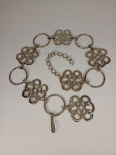 Vintage Silver Tone Openwork Concho Link Belt Adjustable Boho Statement Belt