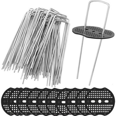 50 Pieces Garden Ground Anchor Set, 15 cm U-shaped Ground Anchors Made of Ste...