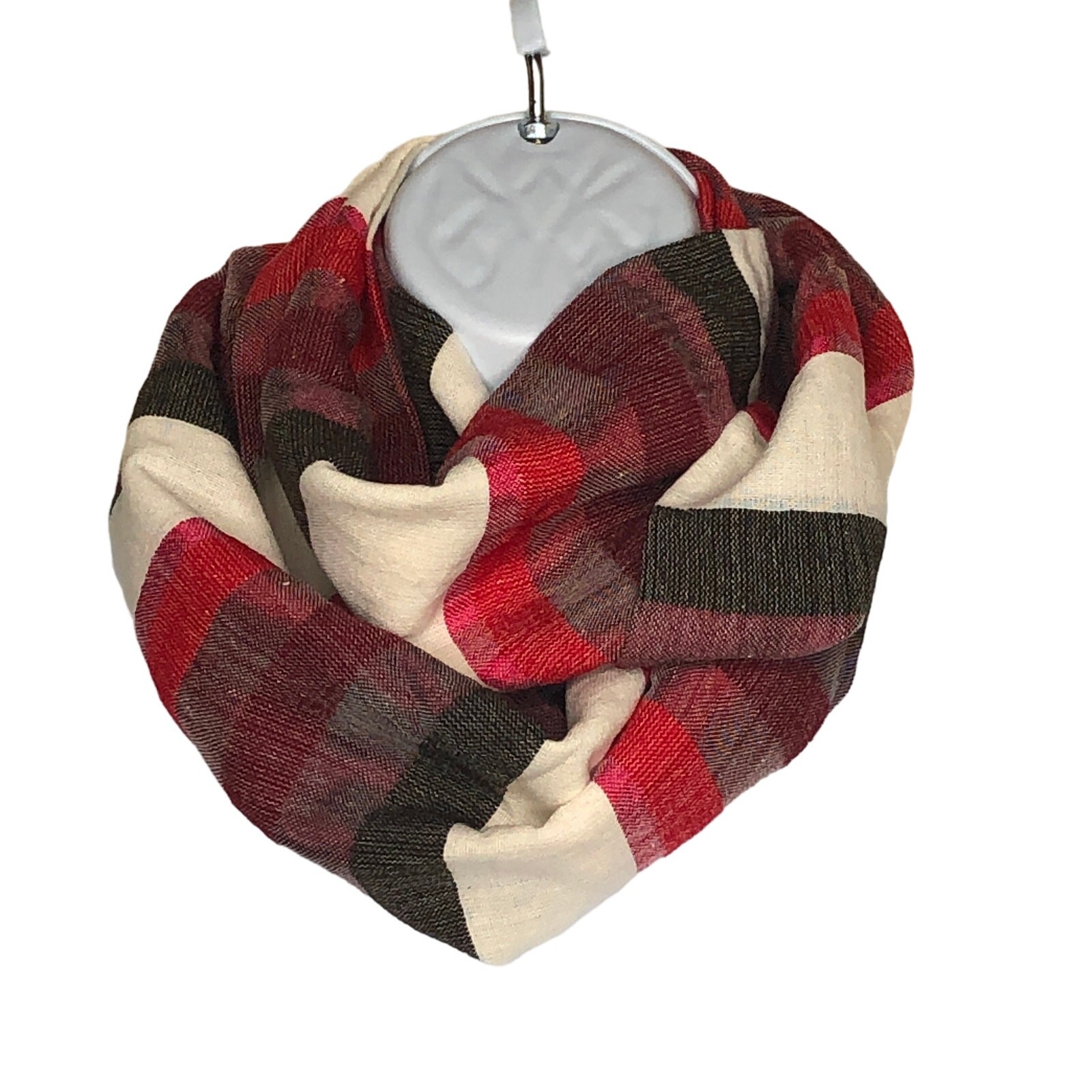 Lemlem Ombre Loop Infinity Scarf Berry Red White Stripes