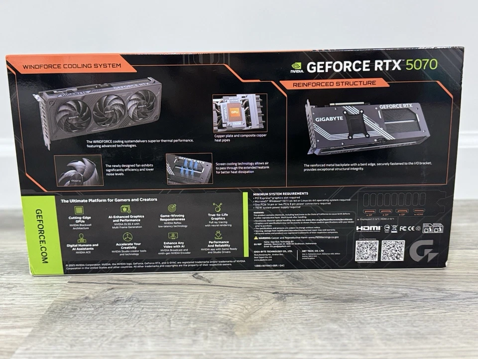 Gigabyte RTX 5070 WINDFORCE OC SFF 12GB GDDR6X GPU GV-N5070WF3OC-12GD |Brand New - Image 3 of 4