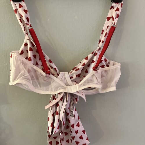 Victorias Secret Bra Satin Cream/red Hearts Med Dream Angels NWT Unlined U/wired - Picture 8 of 10