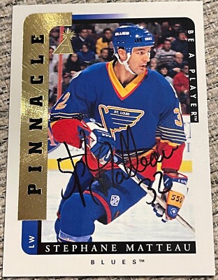 1996-97 Pinnacle NHL Be A Player Certified Autograph Stephane Matteau, Blues#169