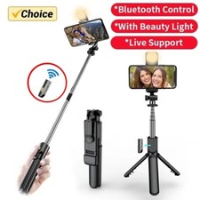 Live Streaming Wireless Tripod Stand Selfie Stick with Light Bluetooth for iPhon